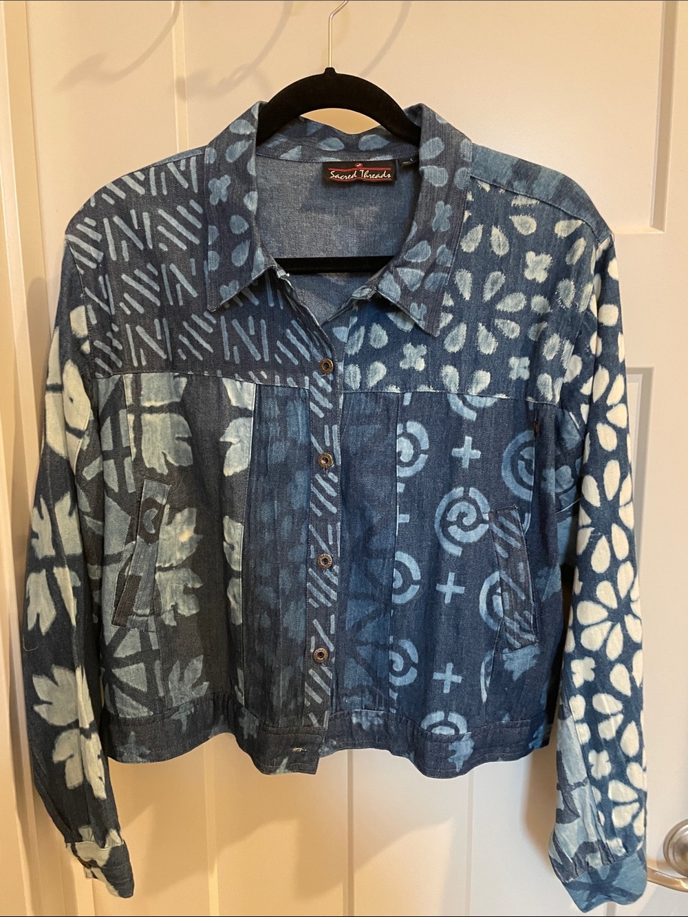 Sacred Threads Indigo Patchwork Button-Front Shirt